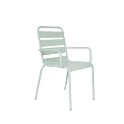 Lot De 4 Fauteuils De Jardin - Acier - Vert Céladon -Le Coin Jardin lot de 4 fauteuils de jardin acier vert celadon 3619999333036 1299540
