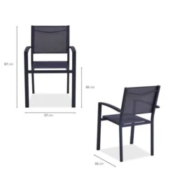 Lot De 4 Fauteuils De Jardin En Aluminium Assise Textilene - 57 X 56 X 87 Cm - Gris -Le Coin Jardin lot de 4 fauteuils de jardin en aluminium assise textilene 57 x 56 x 87 cm gris 3612408313933 597547