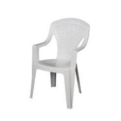 Lot De 4 Fauteuils De Jardin Monobloc Empilable Capri - 56 X 58 X 90 Cm - Blanc