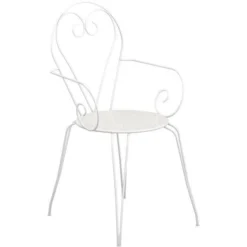 Lot De 4 Fauteuils De Jardin Romantique Empilable En Fer Forgé - Blanc
