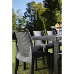 Lots De 4 Chaises LADY Empilable, Aspect Résine Tressée -Le Coin Jardin lots de 4 chaises lady empilable aspect resine tressee 8009271044982 438553