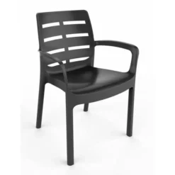 Lots De 4 Fauteuil Empilable BORNEO - Gris Anthracite