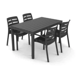 Lots De 4 Fauteuil Empilable BORNEO - Gris Anthracite -Le Coin Jardin lots de 4 fauteuil empilable borneo gris anthracite 8009271017801 438556