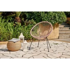 MANA Fauteuil Design En Forme D'oeuf - Cordage En Plastique Rose Pastel