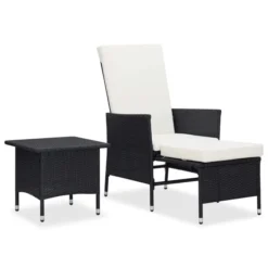 Salon De Jardin 2 Pcs Avec Coussins Résine Tressée Noir 2