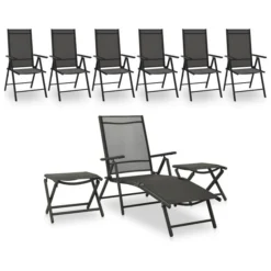 Salon De Jardin 9 Pcs Noir Et Anthracite