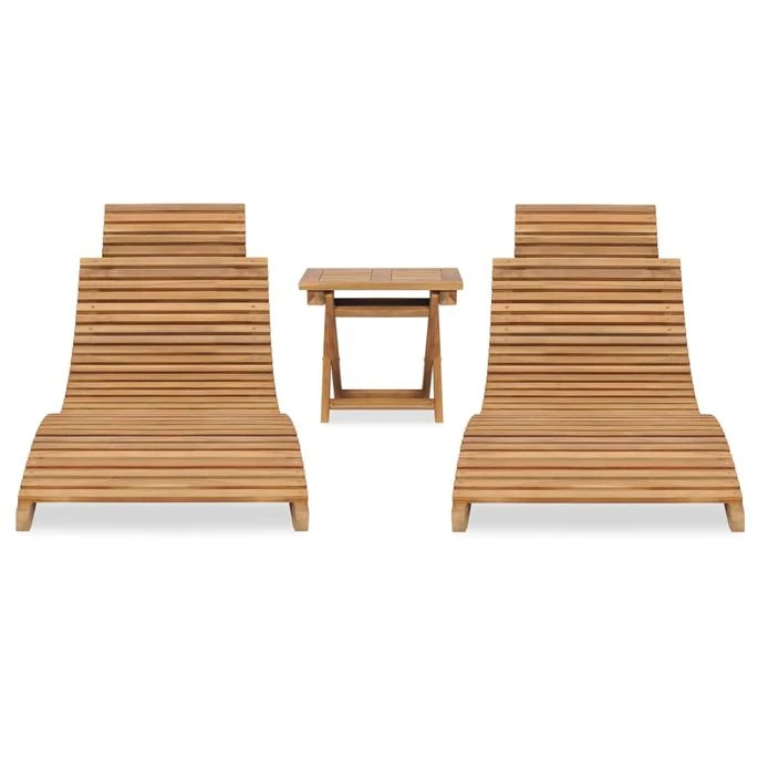Salon De Jardin Pliable 3 Pcs Bois De Teck Solide 2 Salon De Jardin Pliable 3 Pcs Bois De Teck Solide – Image 2