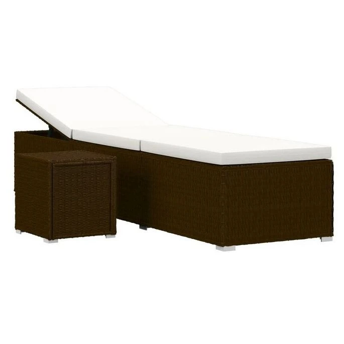 Set Chaise Longue Et Table Tissu Blanc Et Résine Marron Viali 1 Set Chaise Longue Et Table Tissu Blanc Et Résine Marron Viali