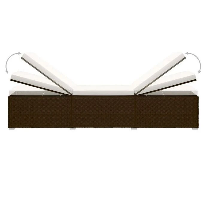 Set Chaise Longue Et Table Tissu Blanc Et Résine Marron Viali 3 Set Chaise Longue Et Table Tissu Blanc Et Résine Marron Viali – Image 3