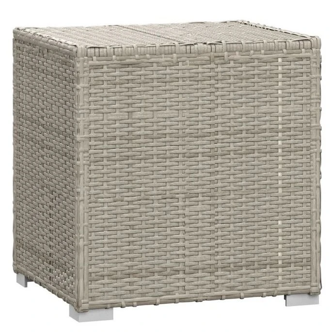 Set Chaise Longue Et Table Tissu Et Résine Tressée Gris Viali 3 Set Chaise Longue Et Table Tissu Et Résine Tressée Gris Viali – Image 3