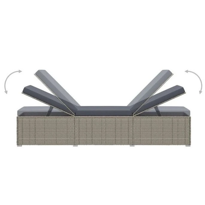 Set Chaise Longue Et Table Tissu Et Résine Tressée Gris Viali 4 Set Chaise Longue Et Table Tissu Et Résine Tressée Gris Viali – Image 4