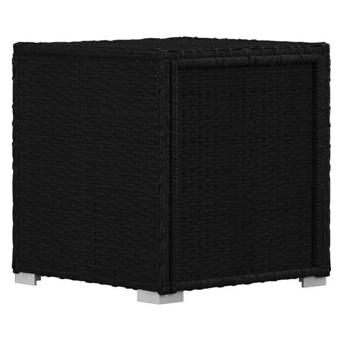 Set Chaise Longue Et Table Tissu Et Résine Tressée Noir Viali 3 Set Chaise Longue Et Table Tissu Et Résine Tressée Noir Viali – Image 3