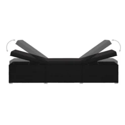 Set Chaise Longue Et Table Tissu Et Résine Tressée Noir Viali 8 Set Chaise Longue Et Table Tissu Et Résine Tressée Noir Viali -Le Coin Jardin set chaise longue et table tissu et resine tressee noir 3666722554404 389570