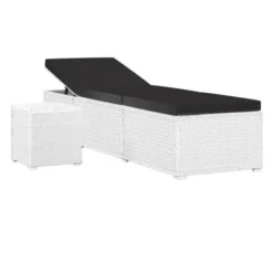 Set Chaise Longue Et Table Tissu Noir Et Résine Blanche Viali