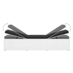 Set Chaise Longue Et Table Tissu Noir Et Résine Blanche Viali -Le Coin Jardin set chaise longue et table tissu noir et resine blanche 3666722554398 389574