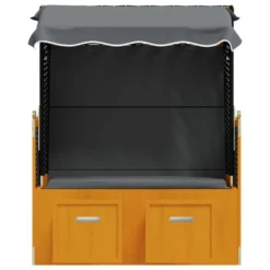 Strandkorb Avec Auvent Résine Tressée Et Bois Solide Anthracite -Le Coin Jardin strandkorb avec auvent resine tressee et bois solide anthracite 3666722119146 1366103