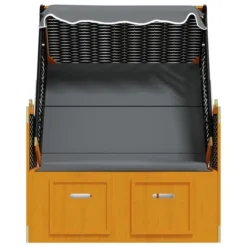 Strandkorb Avec Auvent Résine Tressée Et Bois Solide Anthracite -Le Coin Jardin strandkorb avec auvent resine tressee et bois solide anthracite 3666722119146 1366104