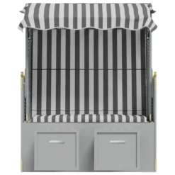 Strandkorb Avec Auvent Résine Tressée Et Bois Solide Gris Blanc -Le Coin Jardin strandkorb avec auvent resine tressee et bois solide gris blanc 3666722131759 1330578