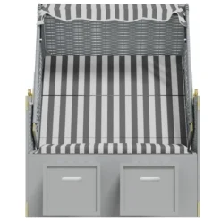 Strandkorb Avec Auvent Résine Tressée Et Bois Solide Gris Blanc -Le Coin Jardin strandkorb avec auvent resine tressee et bois solide gris blanc 3666722131759 1330579