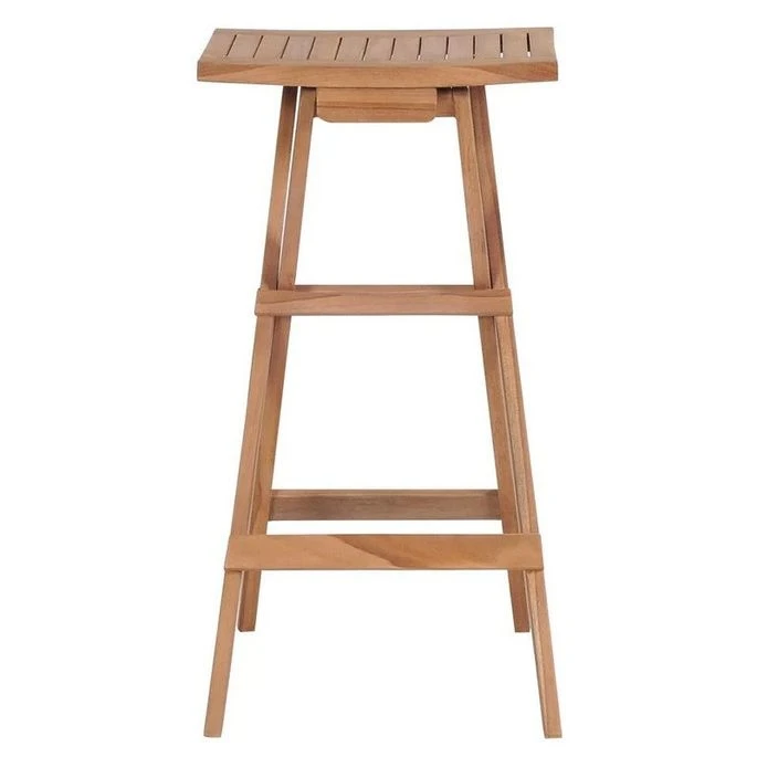 Tabouret De Jardin Pliable Teck Massif Clair Ketia - Lot De 4 2 Tabouret De Jardin Pliable Teck Massif Clair Ketia - Lot De 4 – Image 2