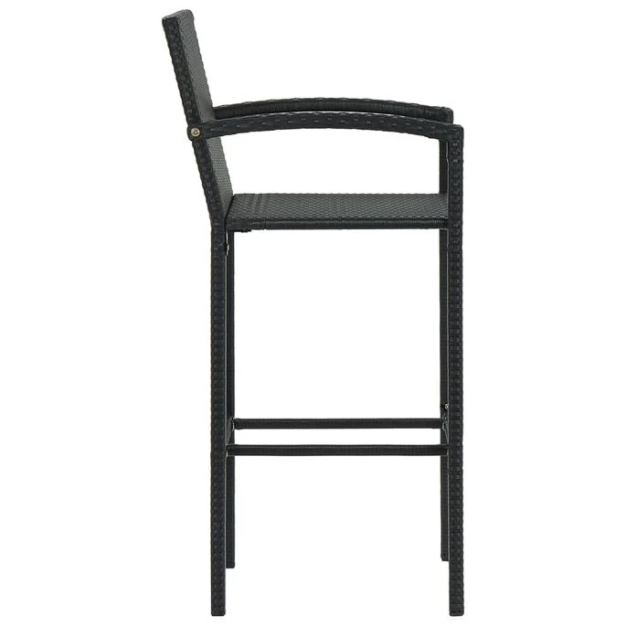 Tabourets De Bar 2 Pcs Noir Résine Tressée 4 Tabourets De Bar 2 Pcs Noir Résine Tressée – Image 4