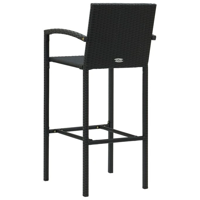 Tabourets De Bar 2 Pcs Noir Résine Tressée 5 Tabourets De Bar 2 Pcs Noir Résine Tressée – Image 5