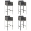 Tabourets De Bar 4 Pcs Avec Coussins Gris Résine Tressée