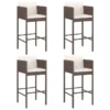 Tabourets De Bar 4 Pcs Avec Coussins Marron Résine Tressée