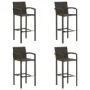 Tabourets De Bar 4 Pcs Marron Résine Tressée