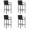 Tabourets De Bar 4 Pcs Noir Résine Tressée