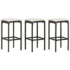 Tabourets De Bar Avec Coussins 3 Pcs Marron Résine Tressée