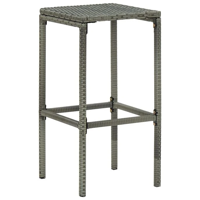 Tabourets De Bar Avec Coussins 4 Pcs Gris Résine Tressée 3 Tabourets De Bar Avec Coussins 4 Pcs Gris Résine Tressée – Image 3