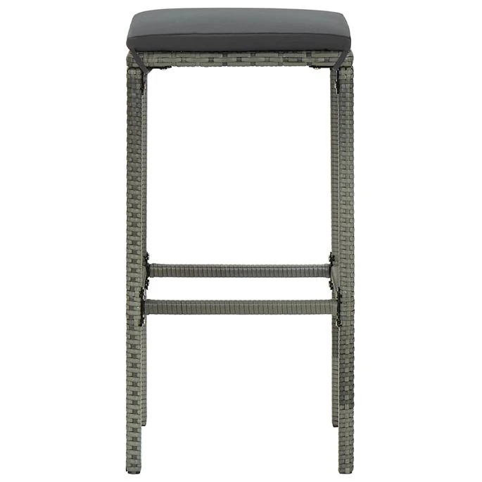 Tabourets De Bar Avec Coussins 4 Pcs Gris Résine Tressée 5 Tabourets De Bar Avec Coussins 4 Pcs Gris Résine Tressée – Image 5