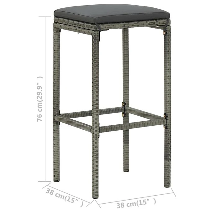 Tabourets De Bar Avec Coussins 4 Pcs Gris Résine Tressée 8 Tabourets De Bar Avec Coussins 4 Pcs Gris Résine Tressée – Image 8