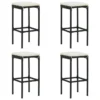 Tabourets De Bar Avec Coussins 4 Pcs Noir Résine Tressée