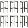 Tabourets De Bar Avec Coussins 6 Pcs Marron Résine Tressée