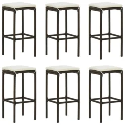 Tabourets De Bar Avec Coussins 6 Pcs Marron Résine Tressée