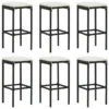 Tabourets De Bar Avec Coussins 6 Pcs Noir Résine Tressée