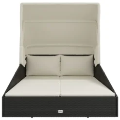 Transat Avec Toit Pliable Noir 200x114x128 Cm Résine Tressée -Le Coin Jardin transat avec toit pliable noir 200x114x128 cm resine tressee 8720845727048 1518023