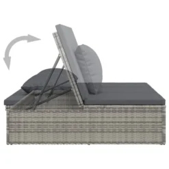 Transat Convertible Avec Coussin Résine Tressée Gris Foncé -Le Coin Jardin transat convertible avec coussin resine tressee gris fonce 3666722124782 1345170