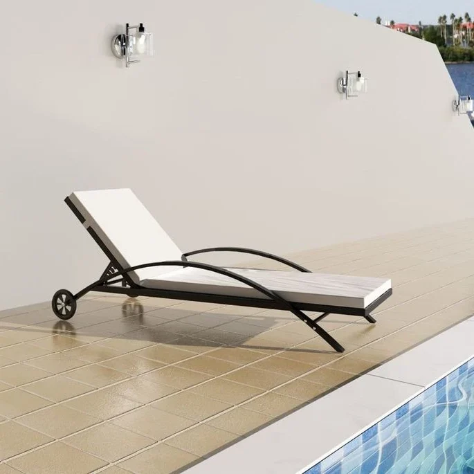 Le Coin Jardin -Le Coin Jardin chaise longue avec coussin et roues resine tressee noir 3666722330213 974442 e1749024732480