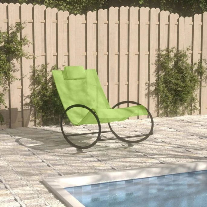 Le Coin Jardin -Le Coin Jardin chaise longue avec oreiller acier et textilene vert 3666722751483 1414484